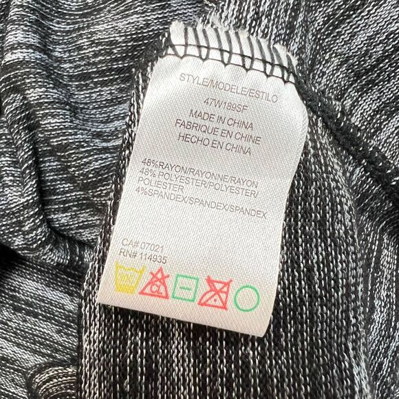 RD Style Womens Sheath Dress Pullover Faux Wrap Tulip Hem Black Gray Medium - Picture 12 of 12